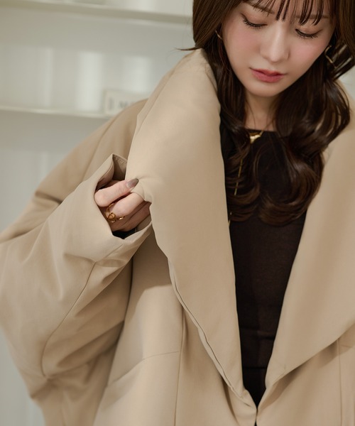 LAULEN（ローレン）の「stand collar wrap down coat /スタンドカラーラップショートダウンコート（ダウンジャケット/コート・レディース・ベージュ/キャメル/ブラック・FREE）」の16枚目の写真