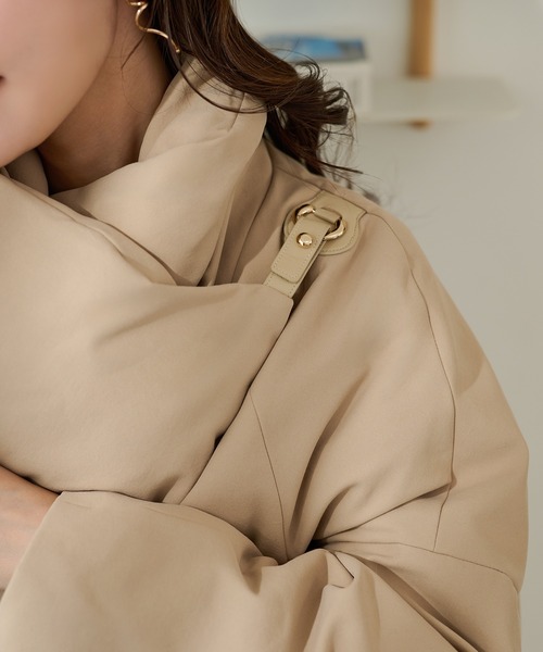 LAULEN（ローレン）の「stand collar wrap down coat /スタンドカラーラップショートダウンコート（ダウンジャケット/コート・レディース・ベージュ/キャメル/ブラック・FREE）」の14枚目の写真