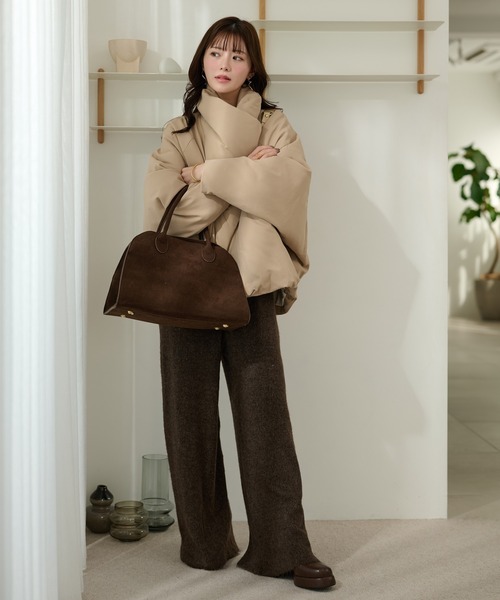 LAULEN（ローレン）の「stand collar wrap down coat /スタンドカラーラップショートダウンコート（ダウンジャケット/コート・レディース・ベージュ/キャメル/ブラック・FREE）」の8枚目の写真