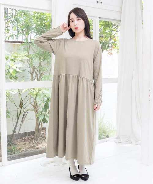 セール】553223：バイオリンとピアノレース切替ワンピース（ワンピース