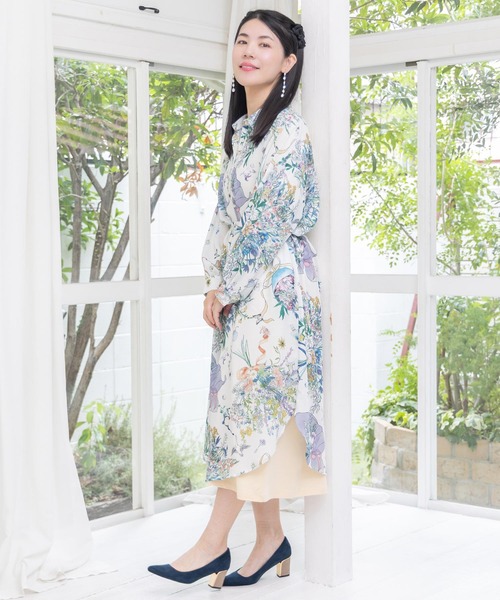 セール】553223：バイオリンとピアノレース切替ワンピース（ワンピース