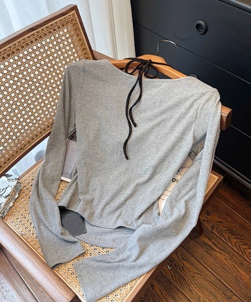 .KOM(ドットコム)の「A'GEM/9 × .kom 『.KOM/ドットケーオーエム』レイヤードカットソー(Tシャツ/カットソー・レディース・ブラック/カーキ/グレー/グリーン・S)」の9枚目の写真