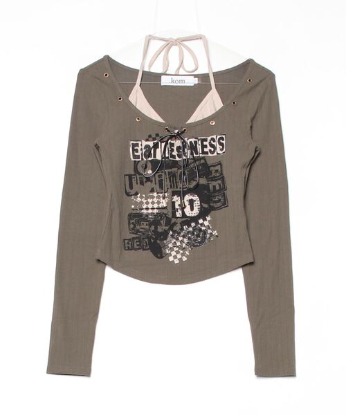 .KOM(ドットコム)の「A'GEM/9 × .kom 『.KOM/ドットケーオーエム』レイヤードカットソー(Tシャツ/カットソー・レディース・ブラック/カーキ/グレー/グリーン・S)」の21枚目の写真