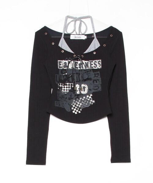 .KOM(ドットコム)の「A'GEM/9 × .kom 『.KOM/ドットケーオーエム』レイヤードカットソー(Tシャツ/カットソー・レディース・ブラック/カーキ/グレー/グリーン・S)」の16枚目の写真