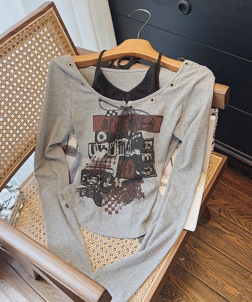 .KOM(ドットコム)の「A'GEM/9 × .kom 『.KOM/ドットケーオーエム』レイヤードカットソー(Tシャツ/カットソー・レディース・ブラック/カーキ/グレー/グリーン・S)」の22枚目の写真