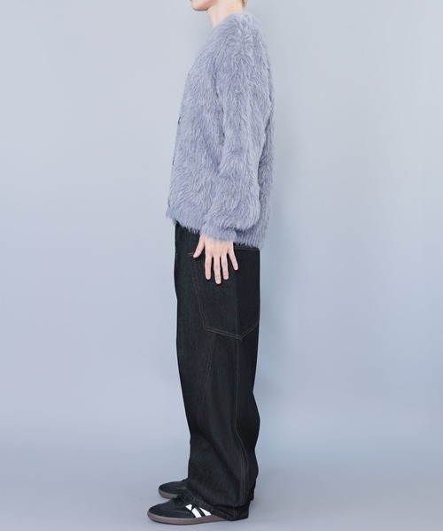 SPINNS（スピンズ）の「モヘアライクシャギーニットカーディガン/シンプル/無地（カーディガン/ボレロ・メンズ・グレー/ブラック/ブラウン・ONESIZE）」の5枚目の写真