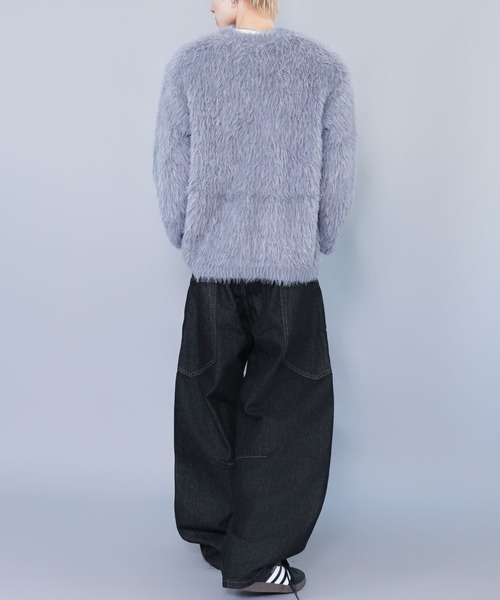 SPINNS（スピンズ）の「モヘアライクシャギーニットカーディガン/シンプル/無地（カーディガン/ボレロ・メンズ・グレー/ブラック/ブラウン・ONESIZE）」の6枚目の写真