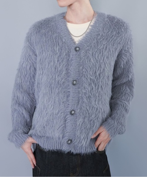 SPINNS（スピンズ）の「モヘアライクシャギーニットカーディガン/シンプル/無地（カーディガン/ボレロ・メンズ・グレー/ブラック/ブラウン・ONESIZE）」の8枚目の写真