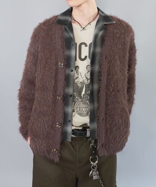 SPINNS（スピンズ）の「モヘアライクシャギーニットカーディガン/シンプル/無地（カーディガン/ボレロ・メンズ・グレー/ブラック/ブラウン・ONESIZE）」の20枚目の写真