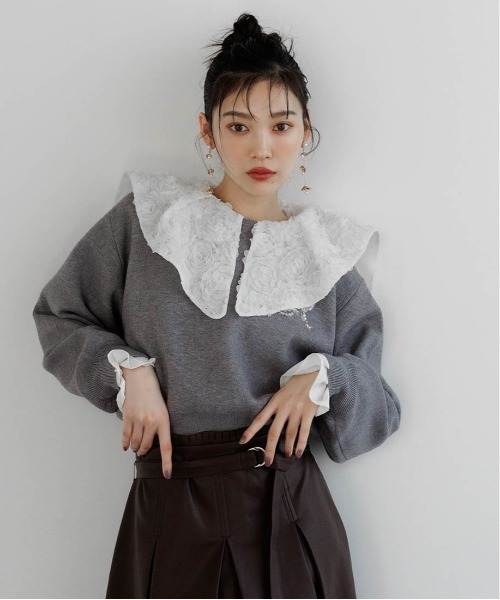 セール】パール＆ビジューロゴニットプルオーバー（ニット/セーター