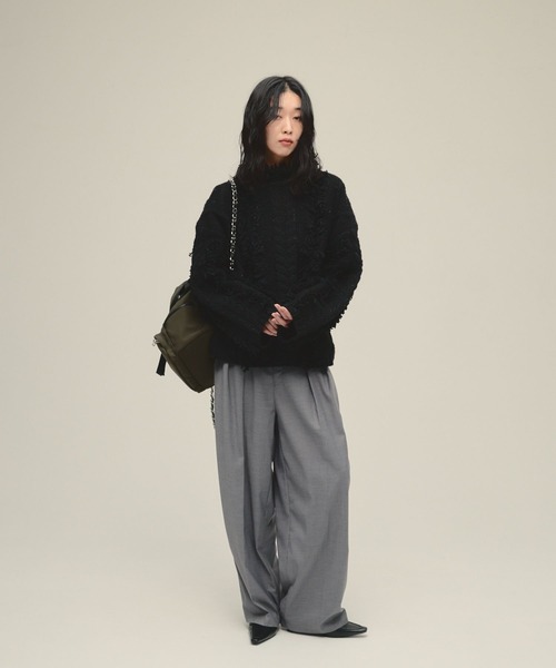 eL（エル）の「【eL】Wide Trouser Pants/599321（スラックス・レディース・グレー/ネイビー・FREE）」の14枚目の写真