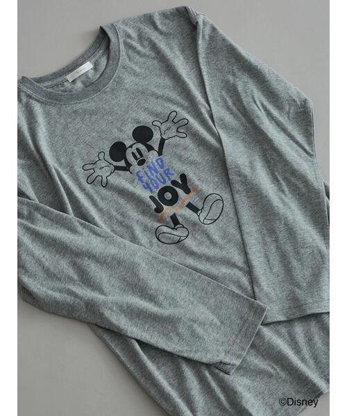 Te chichi（テチチ）の「【Disney】ミッキー/配色ロゴロンT（Tシャツ/カットソー・レディース・グレー/ブラウン/ネイビー・F）」の2枚目の写真