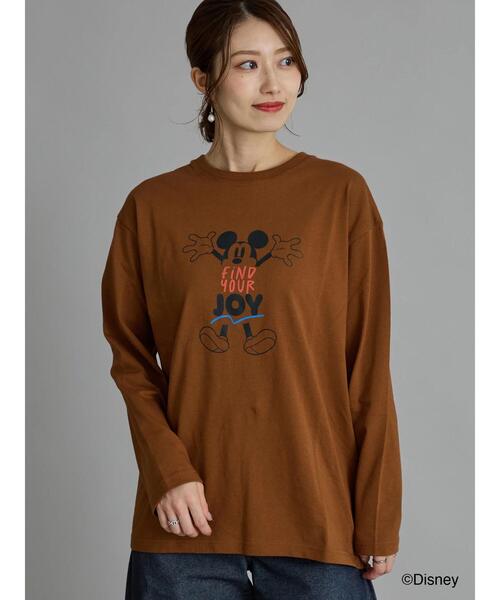 Te chichi（テチチ）の「【Disney】ミッキー/配色ロゴロンT（Tシャツ/カットソー・レディース・グレー/ブラウン/ネイビー・F）」の4枚目の写真