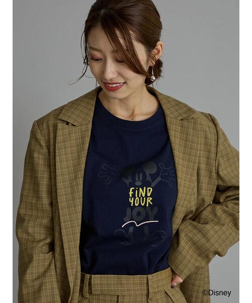 Te chichi（テチチ）の「【Disney】ミッキー/配色ロゴロンT（Tシャツ/カットソー・レディース・グレー/ブラウン/ネイビー・F）」の17枚目の写真