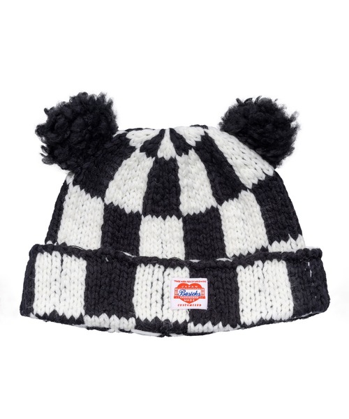BASICKS(ベイシックス)の「【BASICKS/ベーシックス】Checkered Flag Bear Beanie/チェッカーフラッグベアビーニー(ニットキャップ/ビーニー・レディース・ブラック・M/S)」の9枚目の写真