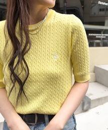 U.S. POLO ASSN.（ユーエスポロアッスン）の「【U.S. POLO ASSN.】ワンポイント刺繍 クルーネックケーブルニット（ニット/セーター）」