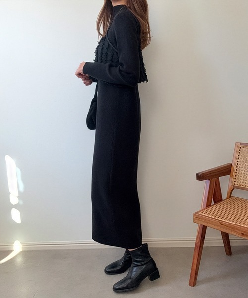 LAUIR(ラウアー)の「ニットワンピースシャギービスチェセット(ワンピース・レディース・ブラウン/ブラック/チャコール・LARGE/MEDIUM)」の5枚目の写真