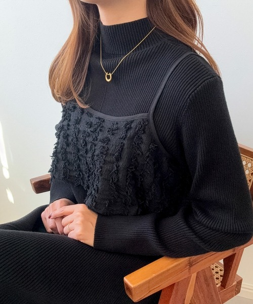 LAUIR(ラウアー)の「ニットワンピースシャギービスチェセット(ワンピース・レディース・ブラウン/ブラック/チャコール・LARGE/MEDIUM)」の8枚目の写真