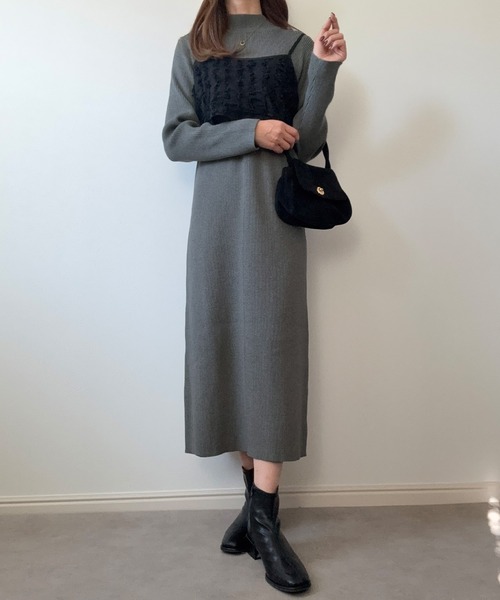 LAUIR(ラウアー)の「ニットワンピースシャギービスチェセット(ワンピース・レディース・ブラウン/ブラック/チャコール・LARGE/MEDIUM)」の9枚目の写真