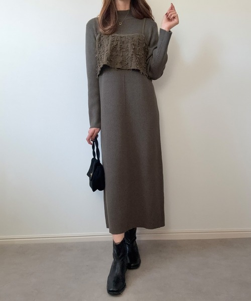 LAUIR(ラウアー)の「ニットワンピースシャギービスチェセット(ワンピース・レディース・ブラウン/ブラック/チャコール・LARGE/MEDIUM)」の13枚目の写真