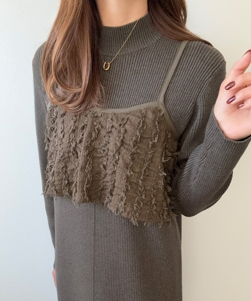 LAUIR(ラウアー)の「ニットワンピースシャギービスチェセット(ワンピース・レディース・ブラウン/ブラック/チャコール・LARGE/MEDIUM)」の15枚目の写真