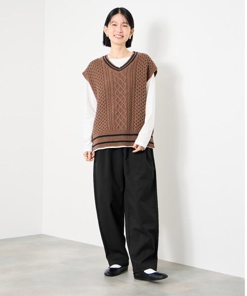 Mac-House(マックハウス)の「Idnes ギャバドロストテーパードパンツ(その他パンツ・レディース・グレー/ブラック・M/L)」の18枚目の写真