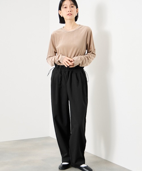 Mac-House(マックハウス)の「Idnes ギャバドロストテーパードパンツ(その他パンツ・レディース・グレー/ブラック・M/L)」の5枚目の写真