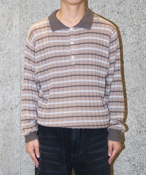 RICE NINE TEN(ライスナインテン)の「RIBBED KNIT POLO SHIRT(ニット/セーター・メンズ・ベージュ・1/2)」の5枚目の写真