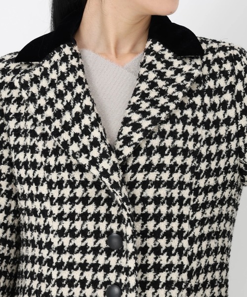 STRAWBERRY-FIELDS（ストロベリーフィールズ）の「モヘアループ千鳥_テーラード美シルエットコート（その他アウター・レディース・ホワイト×ブラック・2）」の5枚目の写真