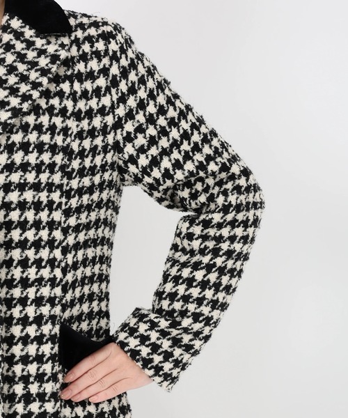 STRAWBERRY-FIELDS（ストロベリーフィールズ）の「モヘアループ千鳥_テーラード美シルエットコート（その他アウター・レディース・ホワイト×ブラック・2）」の7枚目の写真