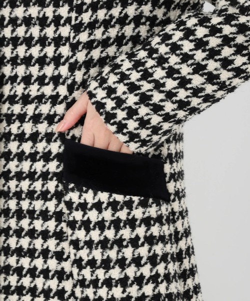 STRAWBERRY-FIELDS（ストロベリーフィールズ）の「モヘアループ千鳥_テーラード美シルエットコート（その他アウター・レディース・ホワイト×ブラック・2）」の8枚目の写真