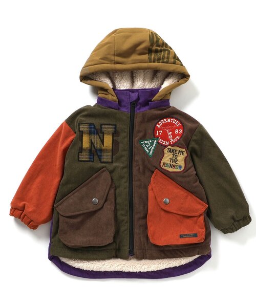 F.O.KIDS(エフオーキッズ)の「【ジュニア対応】裏ボアマウンテンジャケット(ブルゾン・キッズ・ネイビー/レインボー・90/100/110/120/130/140/150/160)」の3枚目の写真