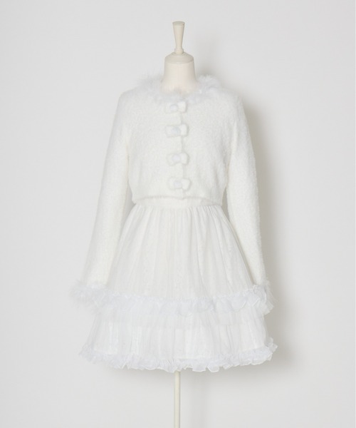 mellfy memory(メルフィーメモリー)の「Fluffy pom-pom ribbon knit cardigan(ニット/セーター・レディース・ピンク/ホワイト・FREE)」の14枚目の写真
