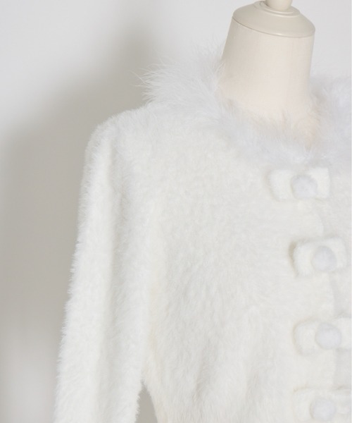 mellfy memory(メルフィーメモリー)の「Fluffy pom-pom ribbon knit cardigan(ニット/セーター・レディース・ピンク/ホワイト・FREE)」の8枚目の写真