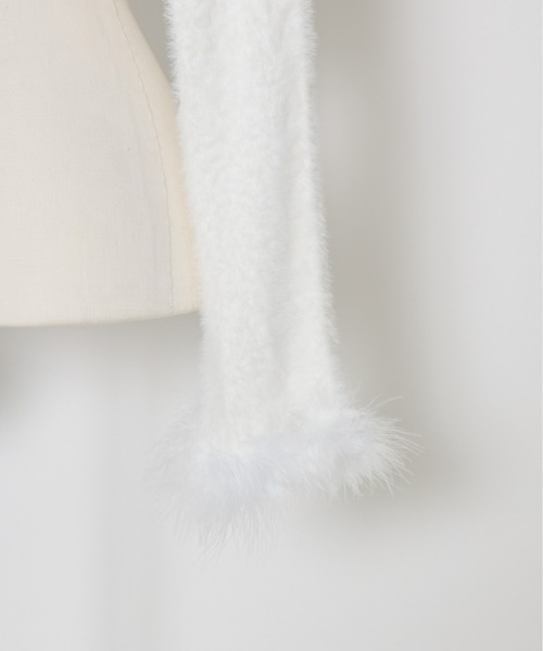mellfy memory(メルフィーメモリー)の「Fluffy pom-pom ribbon knit cardigan(ニット/セーター・レディース・ピンク/ホワイト・FREE)」の9枚目の写真
