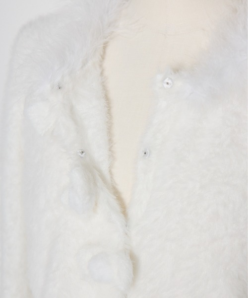 mellfy memory(メルフィーメモリー)の「Fluffy pom-pom ribbon knit cardigan(ニット/セーター・レディース・ピンク/ホワイト・FREE)」の10枚目の写真