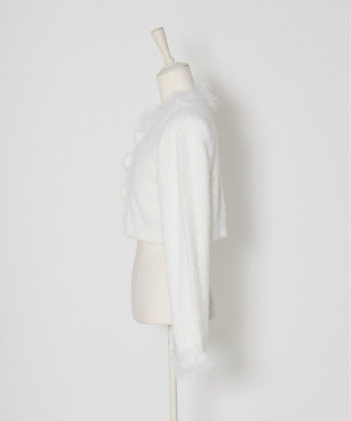 mellfy memory(メルフィーメモリー)の「Fluffy pom-pom ribbon knit cardigan(ニット/セーター・レディース・ピンク/ホワイト・FREE)」の4枚目の写真