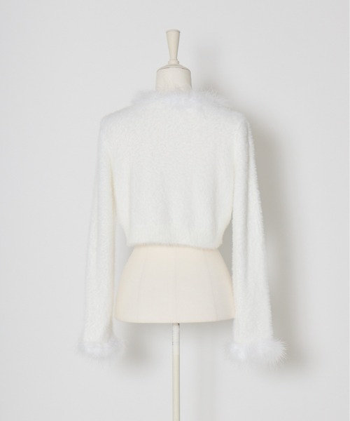 mellfy memory(メルフィーメモリー)の「Fluffy pom-pom ribbon knit cardigan(ニット/セーター・レディース・ピンク/ホワイト・FREE)」の5枚目の写真