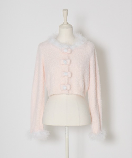 mellfy memory(メルフィーメモリー)の「Fluffy pom-pom ribbon knit cardigan(ニット/セーター・レディース・ピンク/ホワイト・FREE)」の12枚目の写真