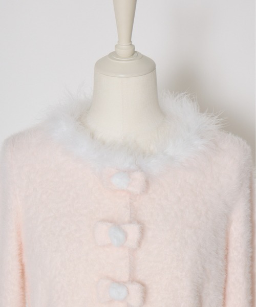 mellfy memory(メルフィーメモリー)の「Fluffy pom-pom ribbon knit cardigan(ニット/セーター・レディース・ピンク/ホワイト・FREE)」の13枚目の写真