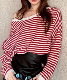 leune（ルネ）の「バックリボンボーダーニット（ニット/セーター）」