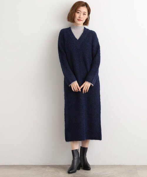 grove(グローブ)の「一枚でレイヤードコーデ完成!ブークレーニットワンピース(ワンピース・レディース・ネイビー/ベージュ/ダークグレー・03/02/01/04/05)」の21枚目の写真