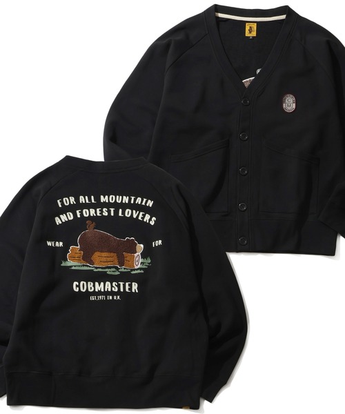 COBMASTER(コブマスター)の「【COBMASTER/コブマスター】裏毛 刺繍×プリント カーディガン(カーディガン/ボレロ・メンズ・ブラック/オートミール/ブラウン・M(38)/L(40)/XL(42))」の1枚目の写真