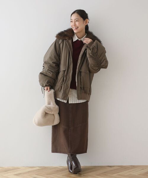 Green　Parks（グリーンパークス）の「ETS.ミンク風ファーミニトートバック（トートバッグ・レディース・アイボリー/チャコールグレー・FREE）」の20枚目の写真