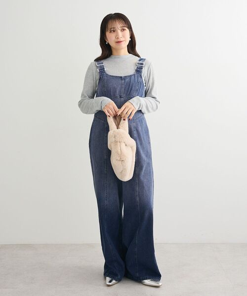 Green　Parks（グリーンパークス）の「ETS.ミンク風ファーミニトートバック（トートバッグ・レディース・アイボリー/チャコールグレー・FREE）」の16枚目の写真