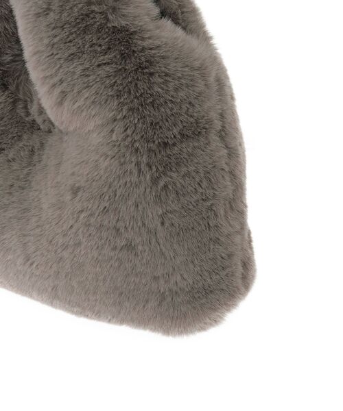 Green　Parks（グリーンパークス）の「ETS.ミンク風ファーミニトートバック（トートバッグ・レディース・アイボリー/チャコールグレー・FREE）」の7枚目の写真