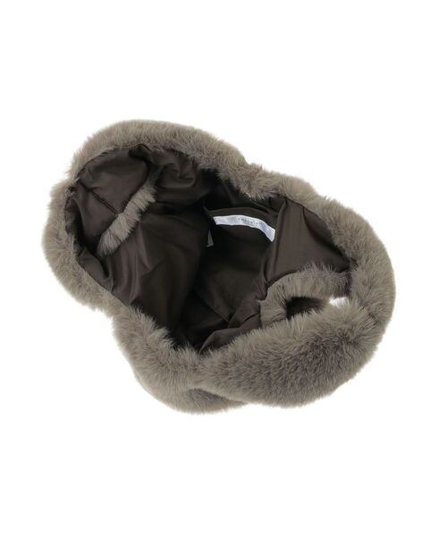 Green　Parks（グリーンパークス）の「ETS.ミンク風ファーミニトートバック（トートバッグ・レディース・アイボリー/チャコールグレー・FREE）」の5枚目の写真