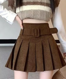 プリーツスカート 膝丈 きれいめ」に該当するブラウン/茶色系の