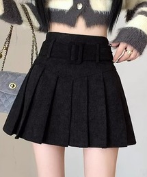 SEU（エスイーユー）の「ベルト付きプリーツミニスカート ハイウエスト韓国 オフィスカジュアル きれいめカジュアル レディース（スカート）」