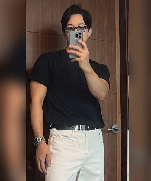 MUSINSA STANDARD（ムシンサスタンダード）の「リラックスフィットクルーネックTシャツ[ブラック]（Tシャツ/カットソー・メンズ・その他・XX-LARGE/XXX-LARGE/SMALL/MEDIUM/LARGE/X-LARGE）」の7枚目の写真